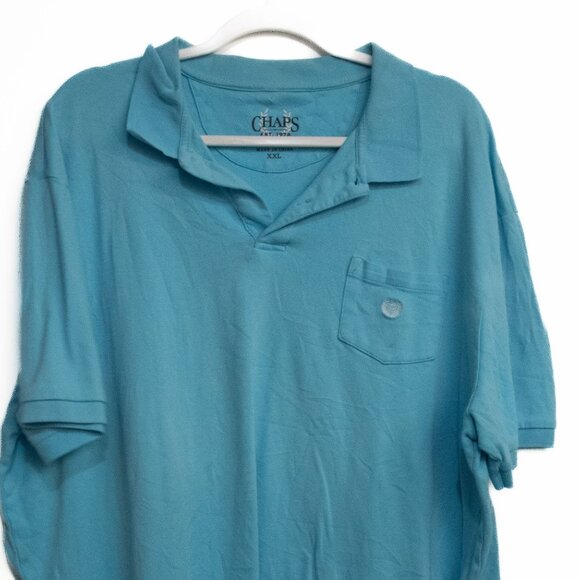 Chaps Mens Polo Shirt Turquoise Short Sleeve Cotton Blend XXL - Picture 4 of 8